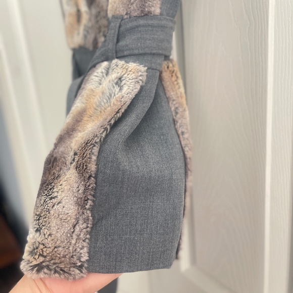 Etcetera women's brown and gray based belted faux fur vest. #445 - Picture 7 of 15